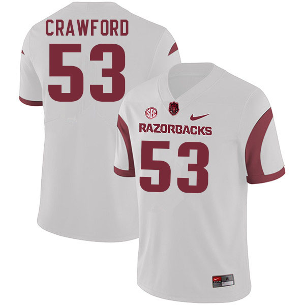 Men #53 Ty'Kieast Crawford Arkansas Razorbacks College Football Jerseys Sale-White